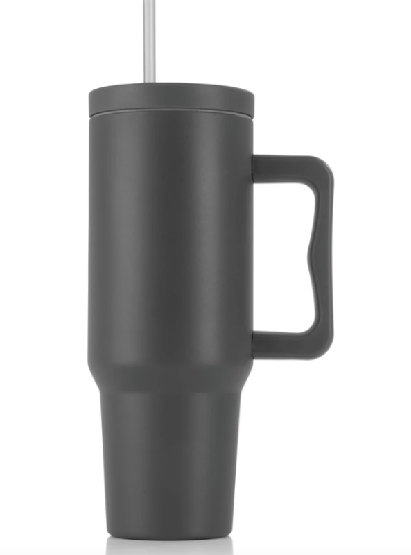 Gourmetmaxx thermo bögre 1,2L, szívószállal, szürke (DS15042-L)