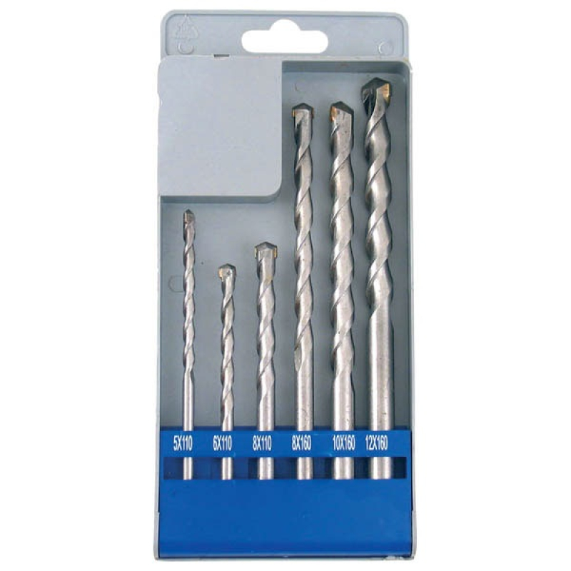 Extol betonfúró klt. normál befogás ; 6db, 5-12mm, (5-6-8×110, 8-10-12×160) (25048)