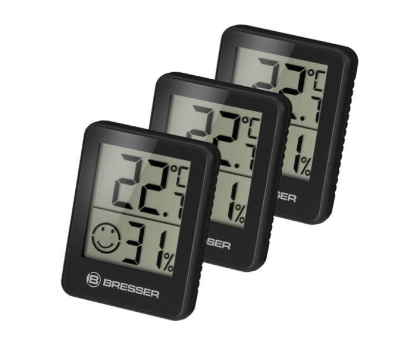 Bresser Temeo higrométer 3 darabos készlet, fekete (75688)