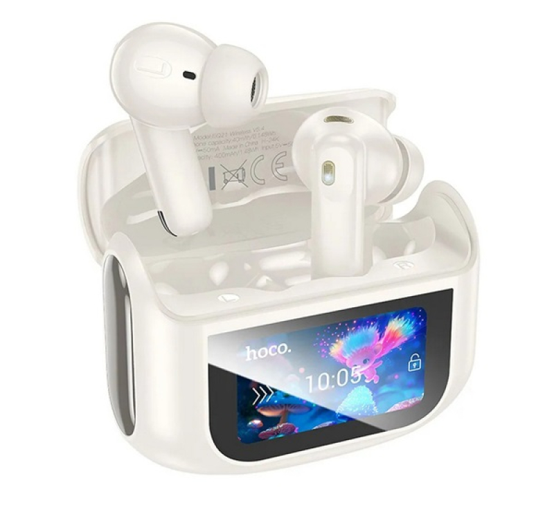 HOCO EQ21 bluetooth fülhallgató SZTEREO (v5.4, TWS, mikrofon, aktív zajszűrő, érintőkijelző + töltőt