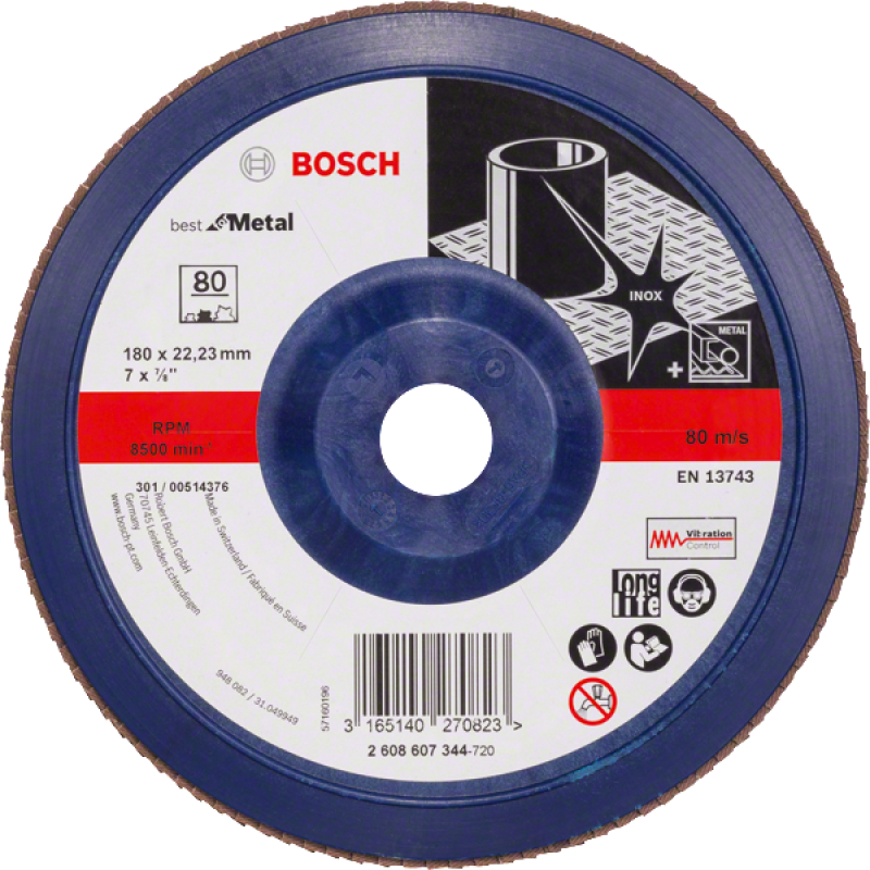 Bosch X571 Zirkon legyezőtárcsa, átmérő 180 mm, P80 (2608607344)