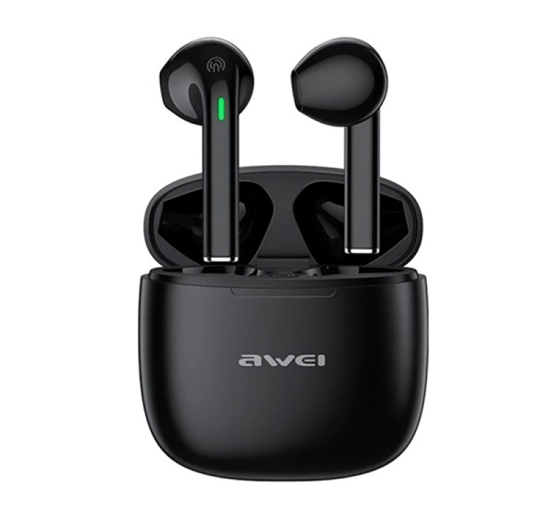 Awei T26 PRO bluetooth fülhallgató SZTEREO (v5.3, TWS, aktív zajszűrő, vízálló + töltőtok) FEKETE