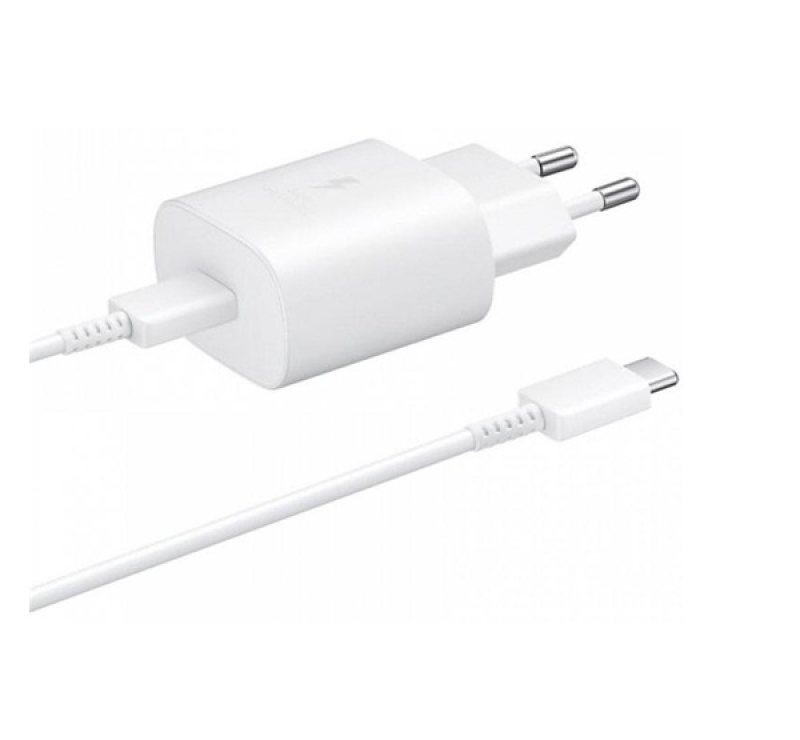 Samsung hálózati töltő Type-C aljzat (25W, PD gyorstöltő 3.0 + Type-C kábel) FEHÉR