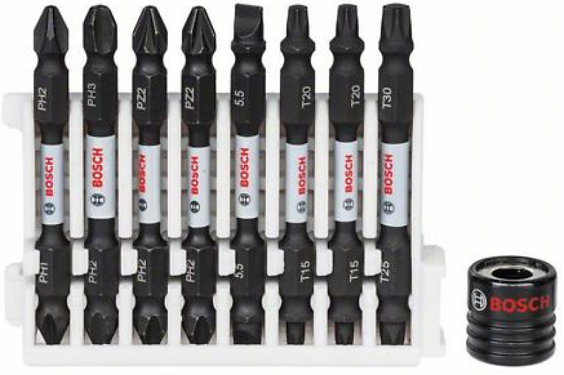 Bosch Impact Control kétvégű vegyes csavarbit csomag mágneses csavartartóval  - 9 db (2608522345)