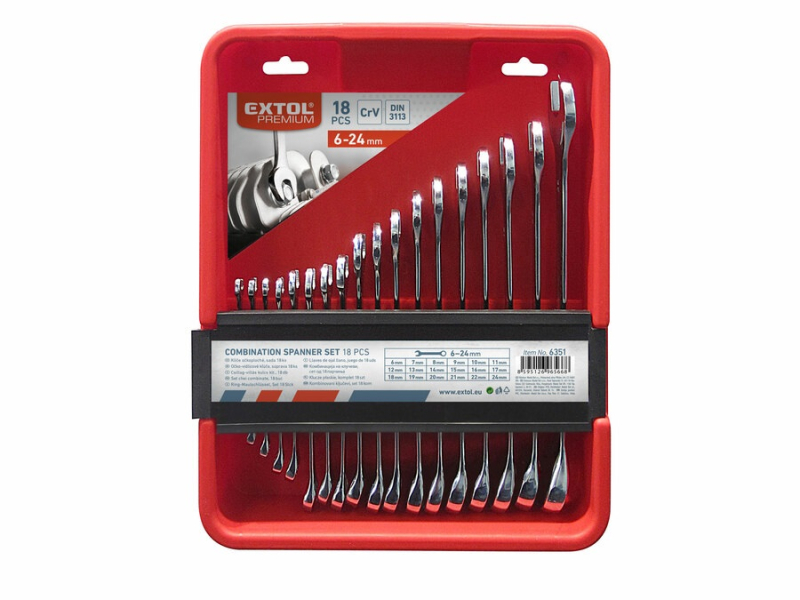 Extol Premium csillag-villás kulcs készlet 18db-os (6351)
