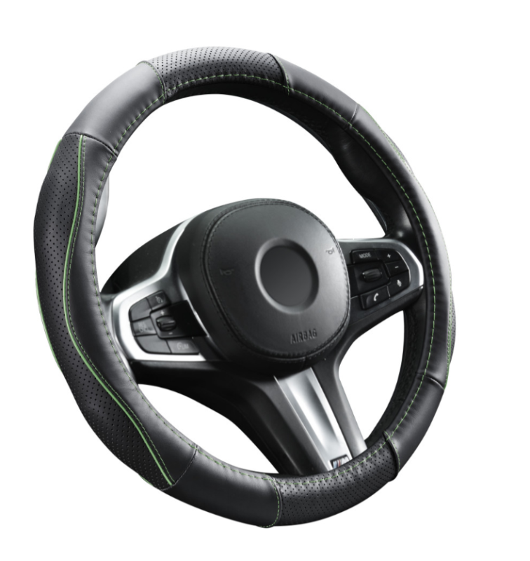 Valódi bőr kormányvédő DW-5056G 36-38cm, zöld betétes (1938)