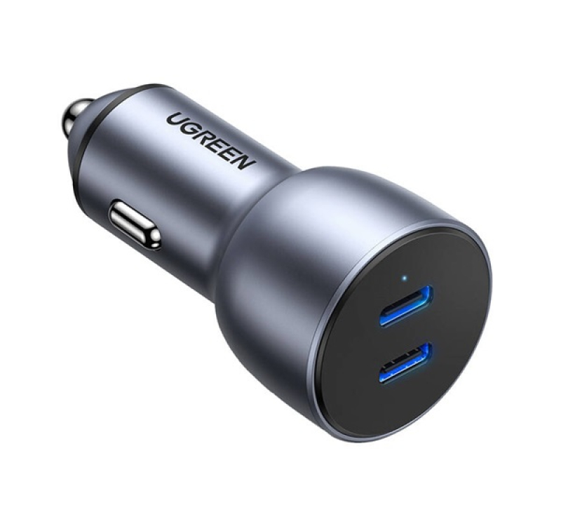 Ugreen CD213 autós töltő 2 Type-C aljzat (36W, PD gyorstöltő 4.0) SÖTÉTSZÜRKE