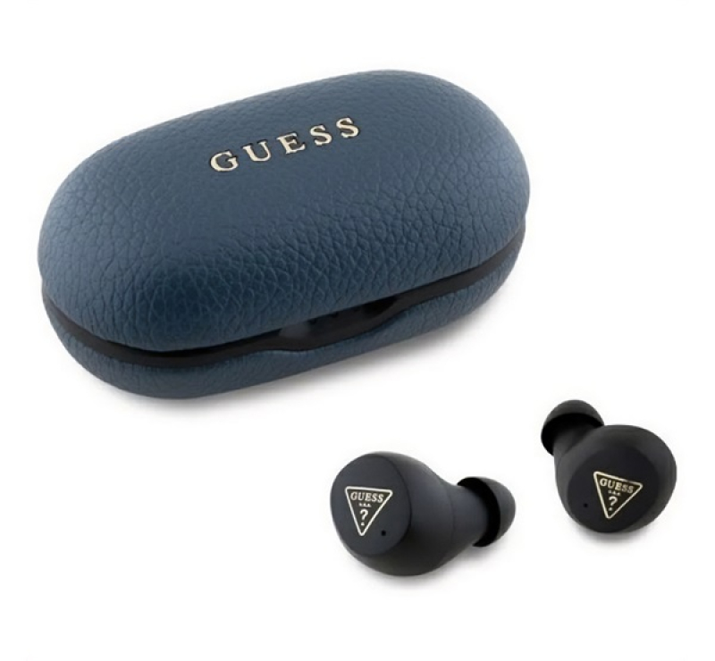 GUESS PU GRAINED bluetooth fülhallgató SZTEREO (v5.3, TWS, mikrofon, zajszűrő, IPX5 + töltőtok) SÖTÉ