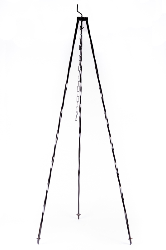 150 cm-es festett bográcsállvány, csavart 10-es négyzetacélból