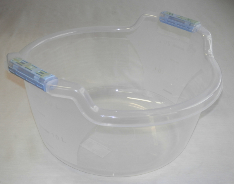 Fogantyús műanyag lavór, 20 l, víztiszta (1405)