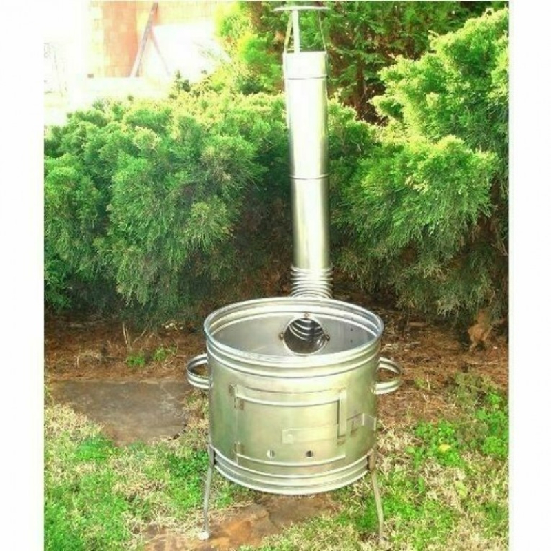 Parti üstház inox színben, 36 cm + kémény + könyök (10447)