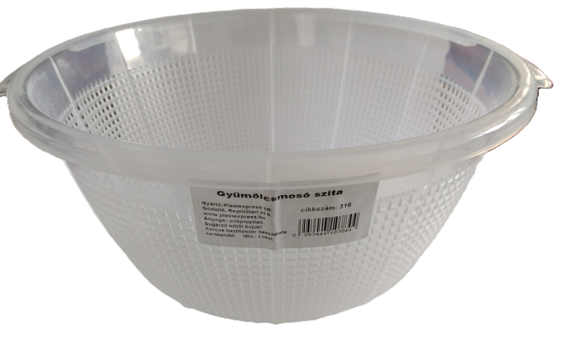 Gyümölcsmosó műanyag szita víztiszta (316)