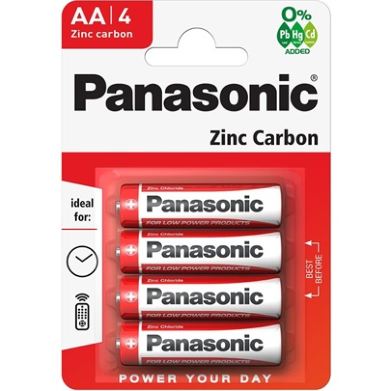 Panasonic elem Red Zinc 1.5V cink-mangán AA, 4db (3121667)