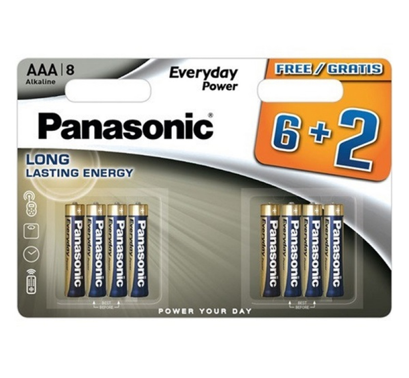 Panasonic EVERYDAY POWER szupertartós elem (AAA, LR03EPS, 1.5V, alkáli) 8db/csomag
