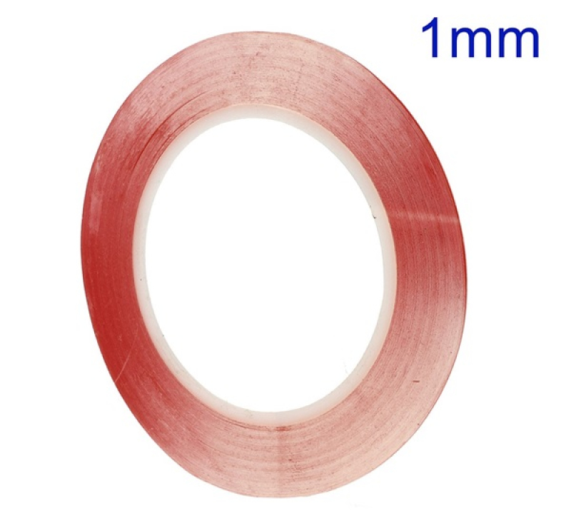 Ragasztó szalag, kétoldalas, plexi ablakhoz/érintőpanelhez (260°C hőálló, 1mm széles, 33 m hosszú)GP