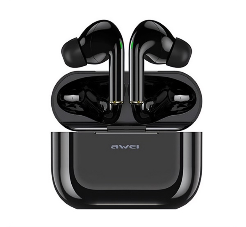 AWEI T29 bluetooth fülhallgató SZTEREO (v5.0, TWS, aktív zajszűrő, vízálló + töltőtok) FEKETET29_B