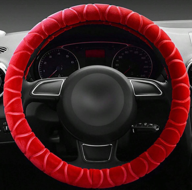 Piros plüss kormányvédő 38cm KV-HL2185R