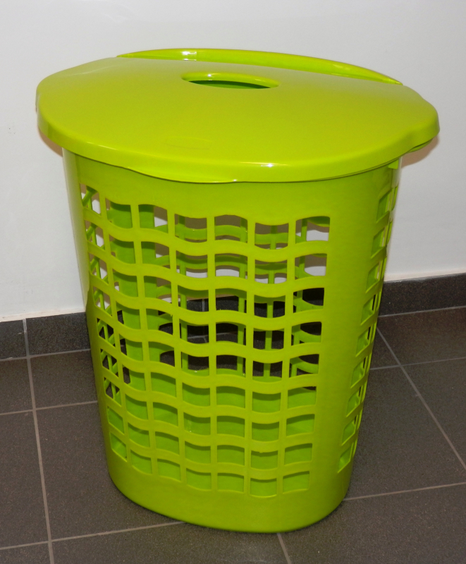 Ovális szennyestartó, műanyag, 60 l, neonzöld (913)