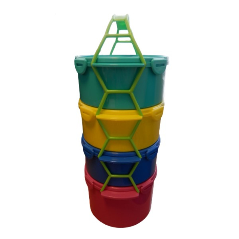 4 Részes csatostetős ételhordó, 3x1,5L+ 2L Színes (52SZCL)