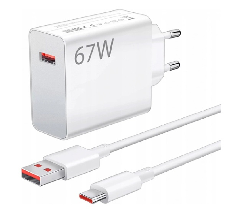 Xiaomi hálózati töltő USB aljzat (67W, PD gyorstöltő + Type-C kábel) FEHÉR