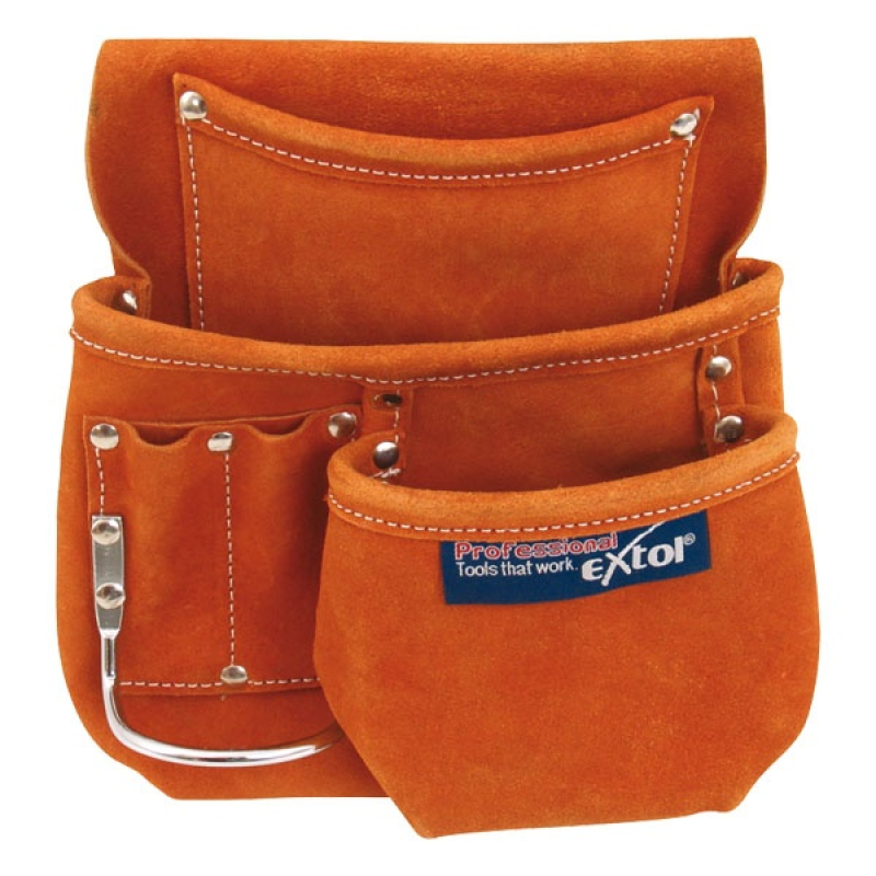 Extol Craft   szerszámtáska ácsoknak, bőr, övre fűzhető; 6 zsebbel (421)
