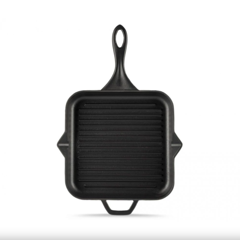 Hósse zománcozott öntöttvas grill serpenyő 28cmx28cm, fekete (HOS-KIEG-009)