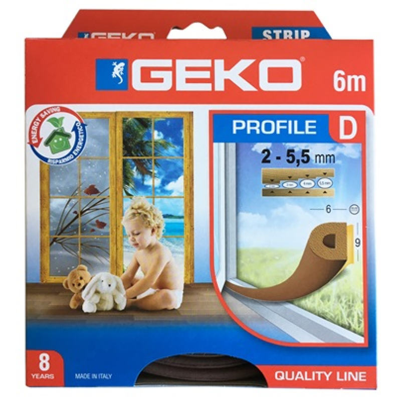 GEKO Tömítőprofil öntapadós gumi   6m 
