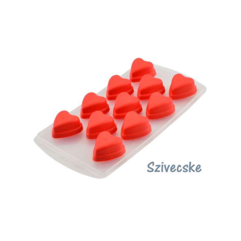 Szilikon jégkockakészítő szívecske forma (28082)