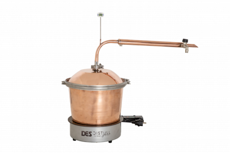 DES illóolaj lepárló 10 L-es, átfolyós hűtővel, elektromos fűtéssel (16268)