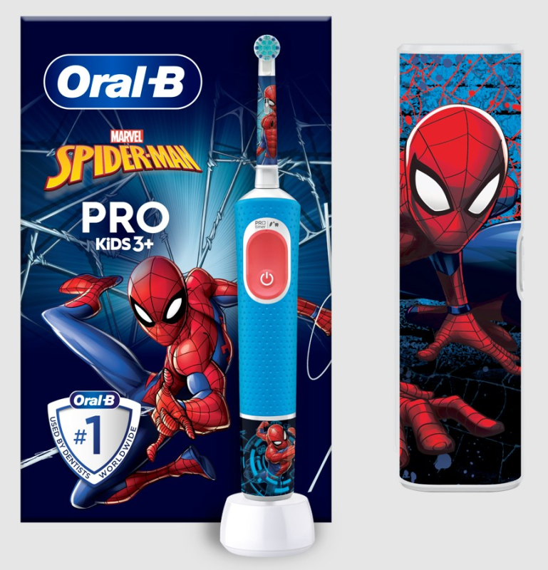 Oral-B D103 Vitality Pro Kids 3+ elektromos gyerek fogkefe, Spiderman + útitok (10PO010413)
