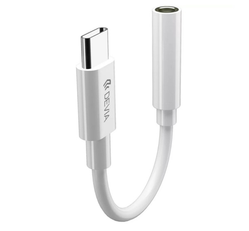 Devia audió kábel (3.5mm jack aljzat - Type-C) FEHÉR