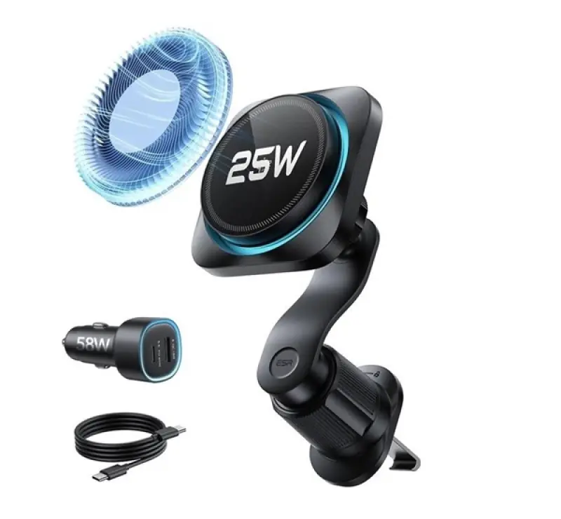 ESR OMNILOCK CRY0BOOST autós tartó (szellőzőre, mágneses, LED, 25W, wireless, gyorstöltő, Qi2 + autó