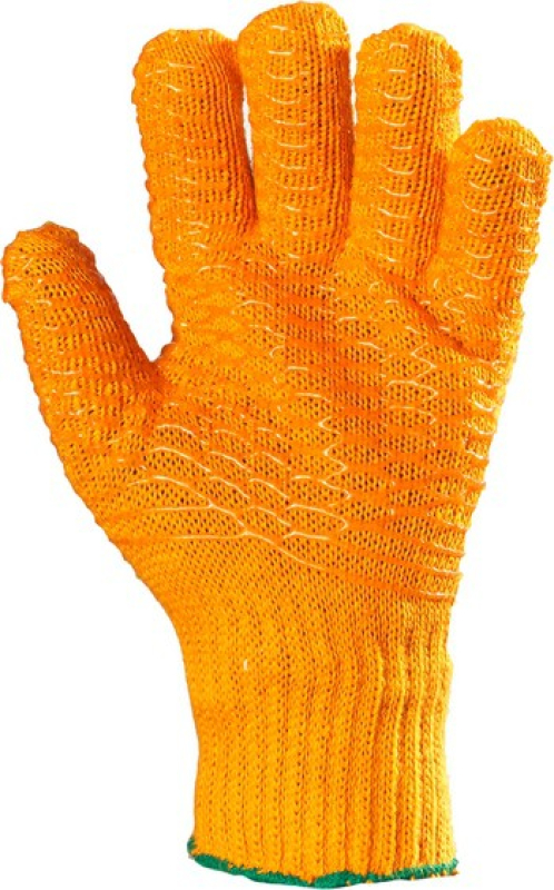 EP kötött narancs pes/pamut kesztyű, két oldalon pvc ráccsal_10 (4500)