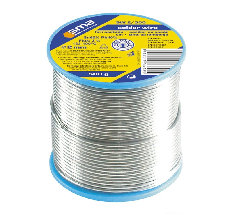 SMA forrasztóón 500 g, 2 mm (SW 2/500)