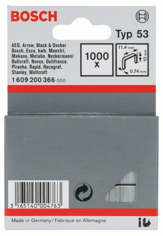 Bosch finomhuzal-kapocs 53-as típus 11,4 x 0,74 x 10 mm (1609200366)