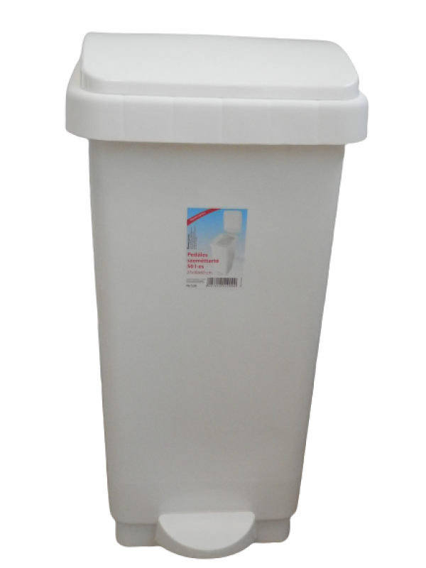 Pedálos szeméttartó 50L-es 27 x 30 x 60 cm- Fehér (528 fehér)