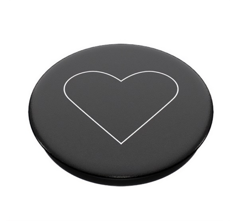 PopSockets telefontartó (készülékre ragasztható, többfunkciós, szív) FEKETE800667