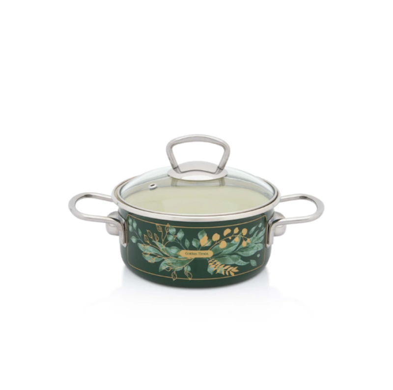 Metalac zománcozott lapos lábas üvegfedővel, 16 cm, 1,5 L (382108)