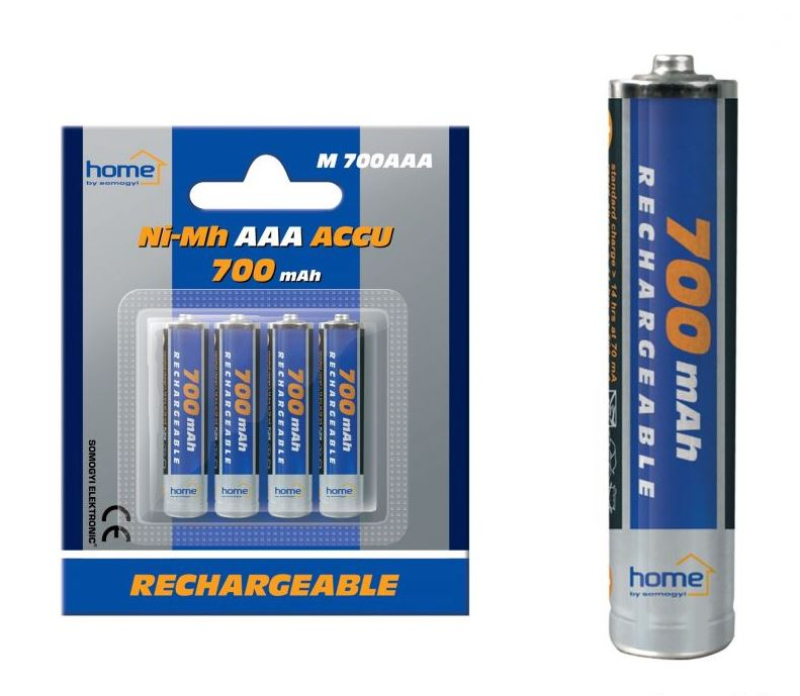 Home akkumulátor, AAA, 700 mAh, Ni-Mh, 4 db (M 700AAA)