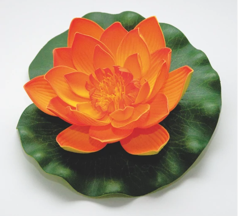 Velda lótusz virág, narancs 17cm (123665)