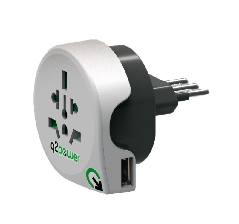 q2power World to Italy USB utazóadapter (1.100190)