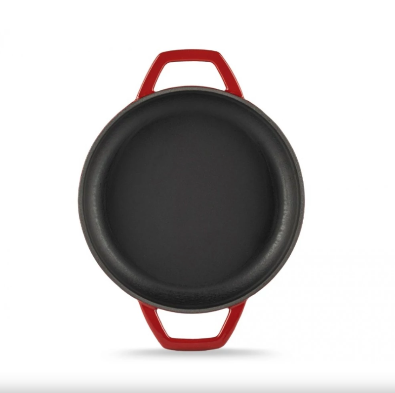 Hósse zománcozott öntöttvas duplafüles serpenyő 22cm, bordó (HOS-KIEG-018)