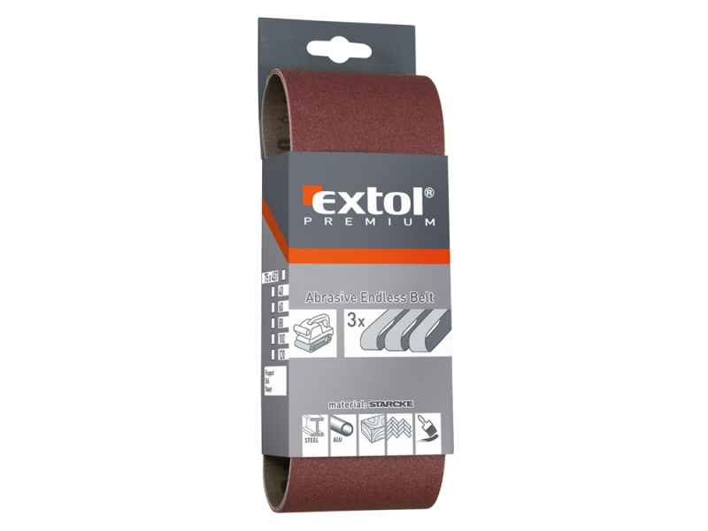 Extol Premium csiszolószalag 3 db, 75×457 mm, P100 (8803510)