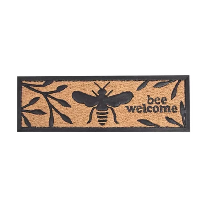 Kókuszrost és gumi lábtörlő méhecske mintás, 75x25cm (701-226 - BEE006)