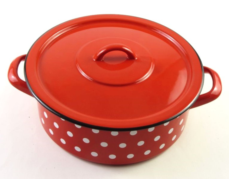 Bonyhádi pöttyös zománcozott lábas + fedő 24 cm