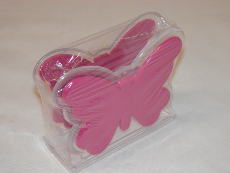 Pillangós műanyag szalvétatartó, pink (178/2)