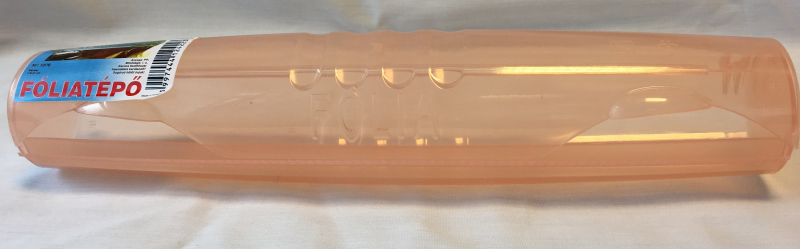 Alufóliatépő hengeres, műanyag víztiszta narancs (1076)