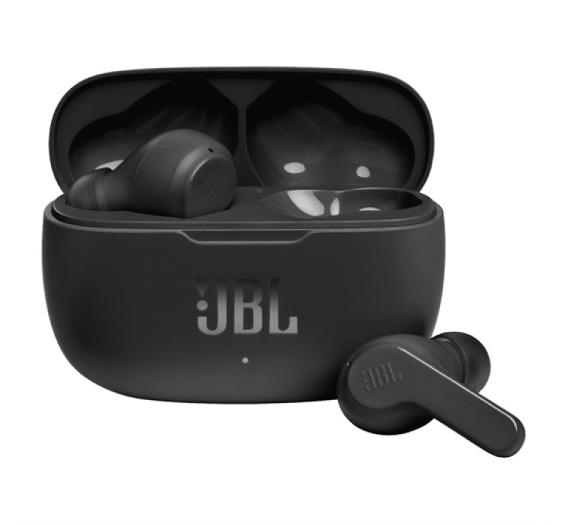 JBL WAVE 200 bluetooth fülhallgató SZTEREO (v5.0, TWS, cseppálló, mélyhang kiemelés + töltőtok) FEKE