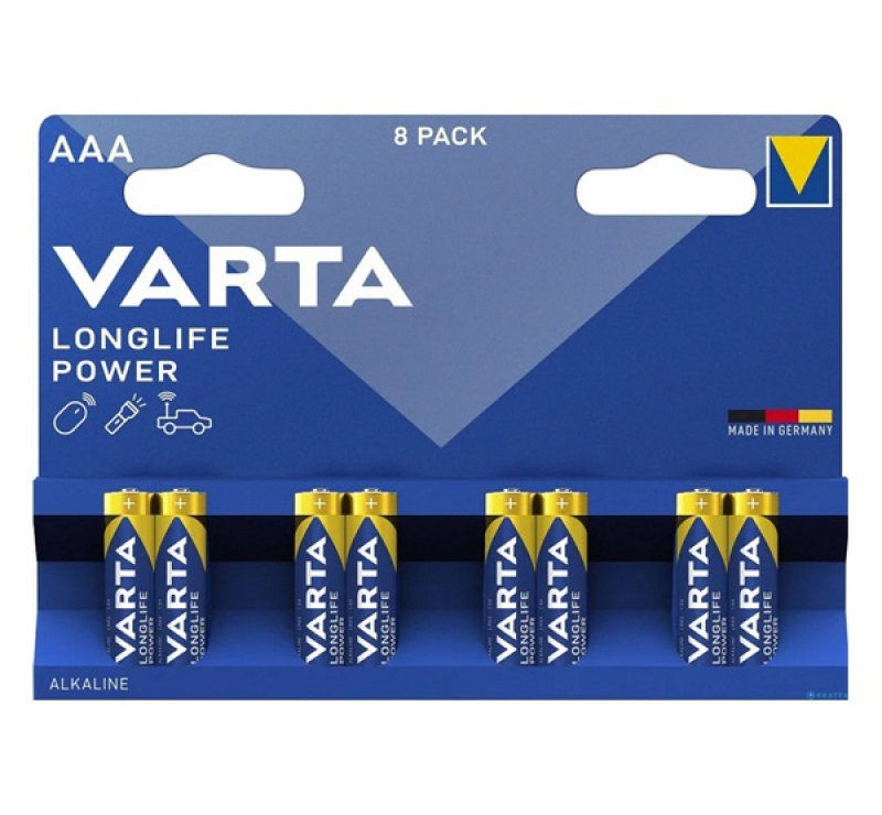 Varta LONGLIFE POWER tartós elem (AAA, LR03, 1.5V, alkáli) 8db/csomag