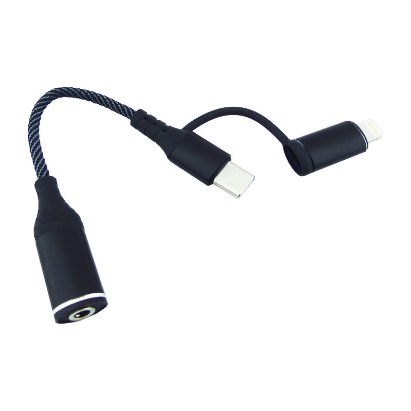 2 az 1-ben USB-C  Lightning adapter, 3,5 mm-es AUX jack csatlakozó